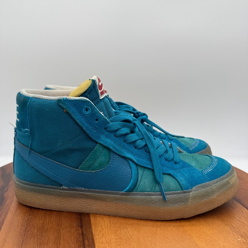Nike Zoom Blazer‎ Mid Shoes Mens 10.5 Premium Teal Blue Gum Sole Sneakers